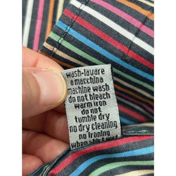 Visconti Uomo Striped Long Sleeve Button Front Shirt Multi Sz 3XLB Rainbow Work - Picture 8 of 10